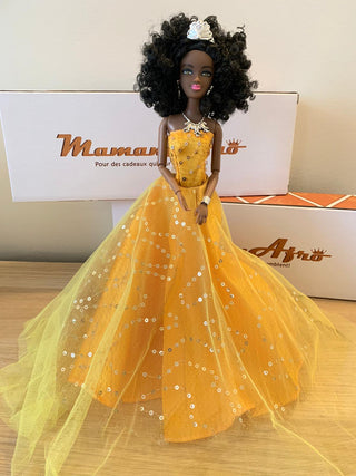 Poupée noires , poupées en robe de princesse, princesse ou reine noire ,  Maman Afro poupée noire avec une couronne 