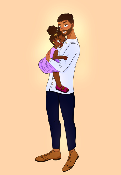 Poster :  Papa et sa fille dans un moment de tendresse - Bicolore type D