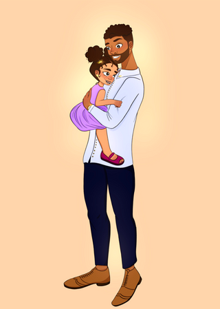Poster :  Papa et sa fille dans un moment de tendresse - Bicolore type B
