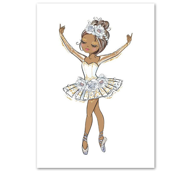 danseuse au teint marron toile pour décoration de chambre enfant petite fille ou petit garçon personnage d'une petite fille afro mamanafro